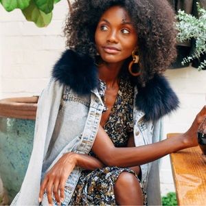 Tuckernuck Pomander Place Faux Fur Collar Denim Jacket